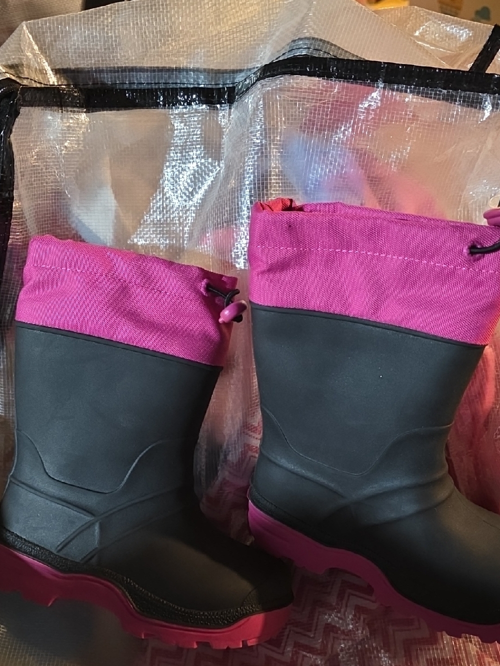 Kids Waterproof Winter Boots in Pink and Gray